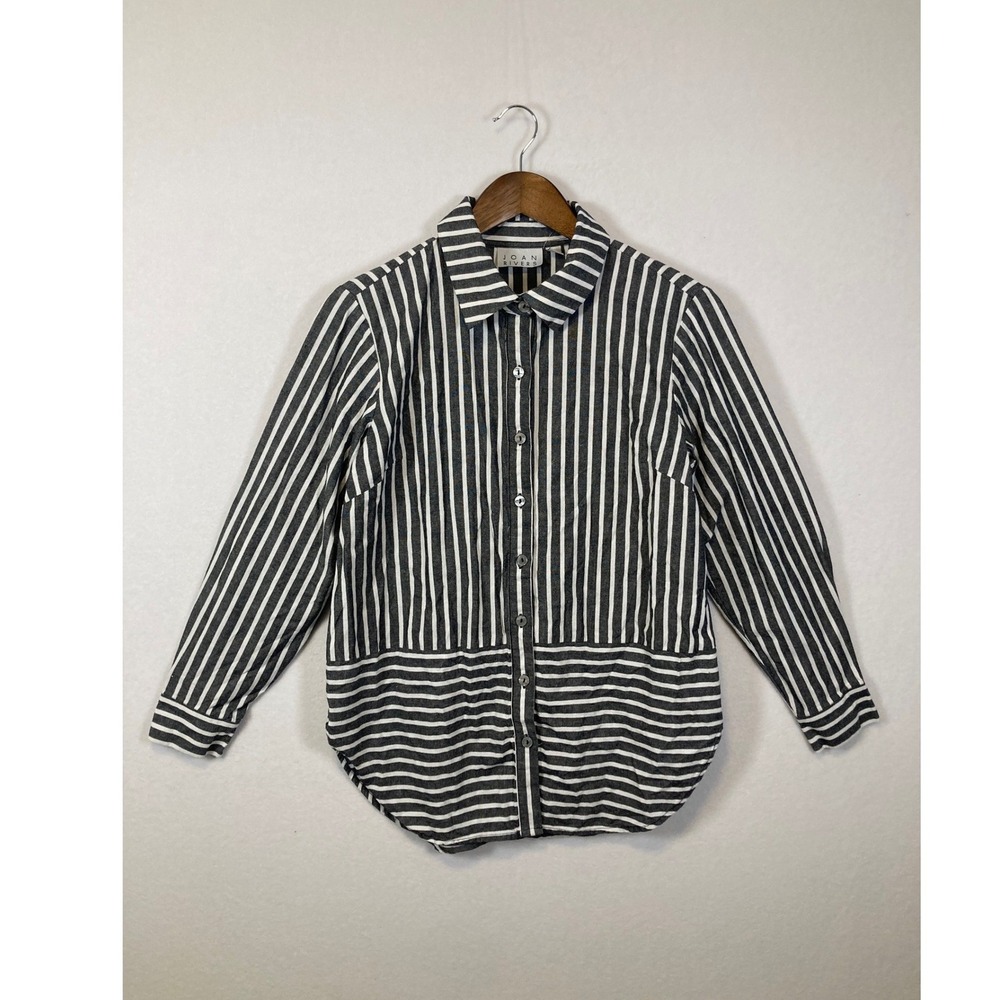 Joan Rivers Striped‎ Button Down Shirt Womens Size S Long Sleeve 100% Cotton